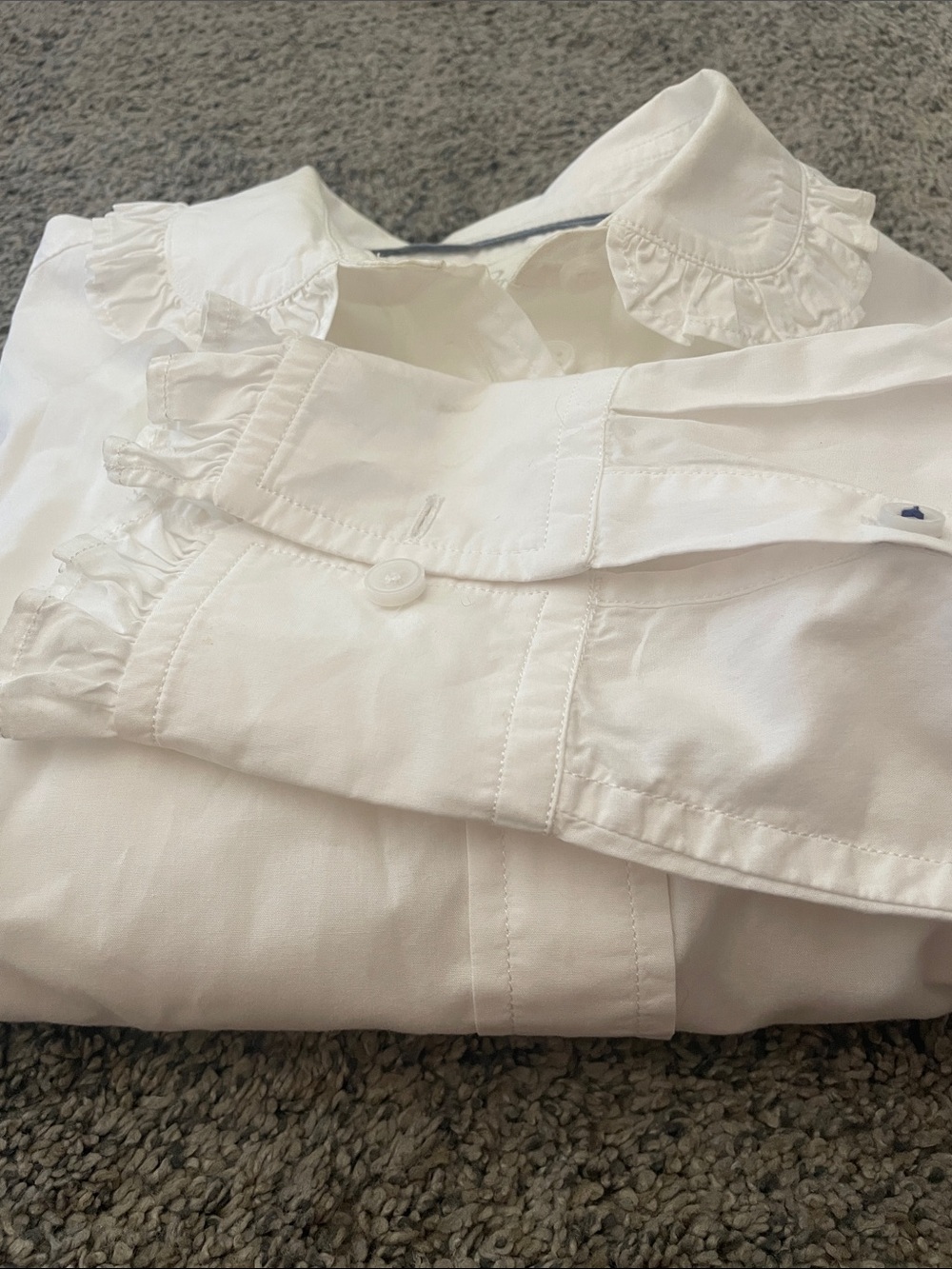 J. Crew White Ruffle Collar Button-Up Shirt - Picture 8 of 9